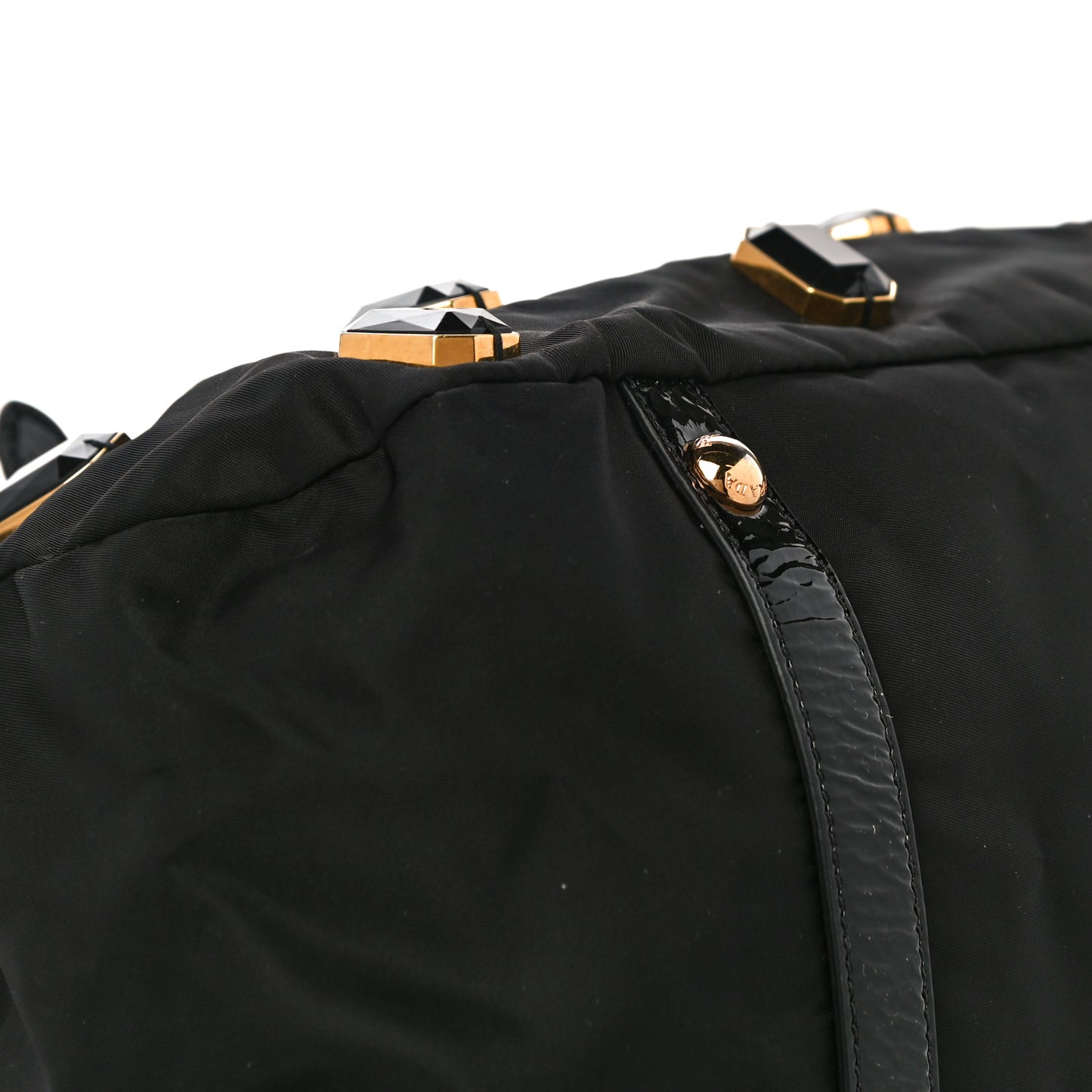 Tessuto Nylon Pietre Jeweled Tote Black