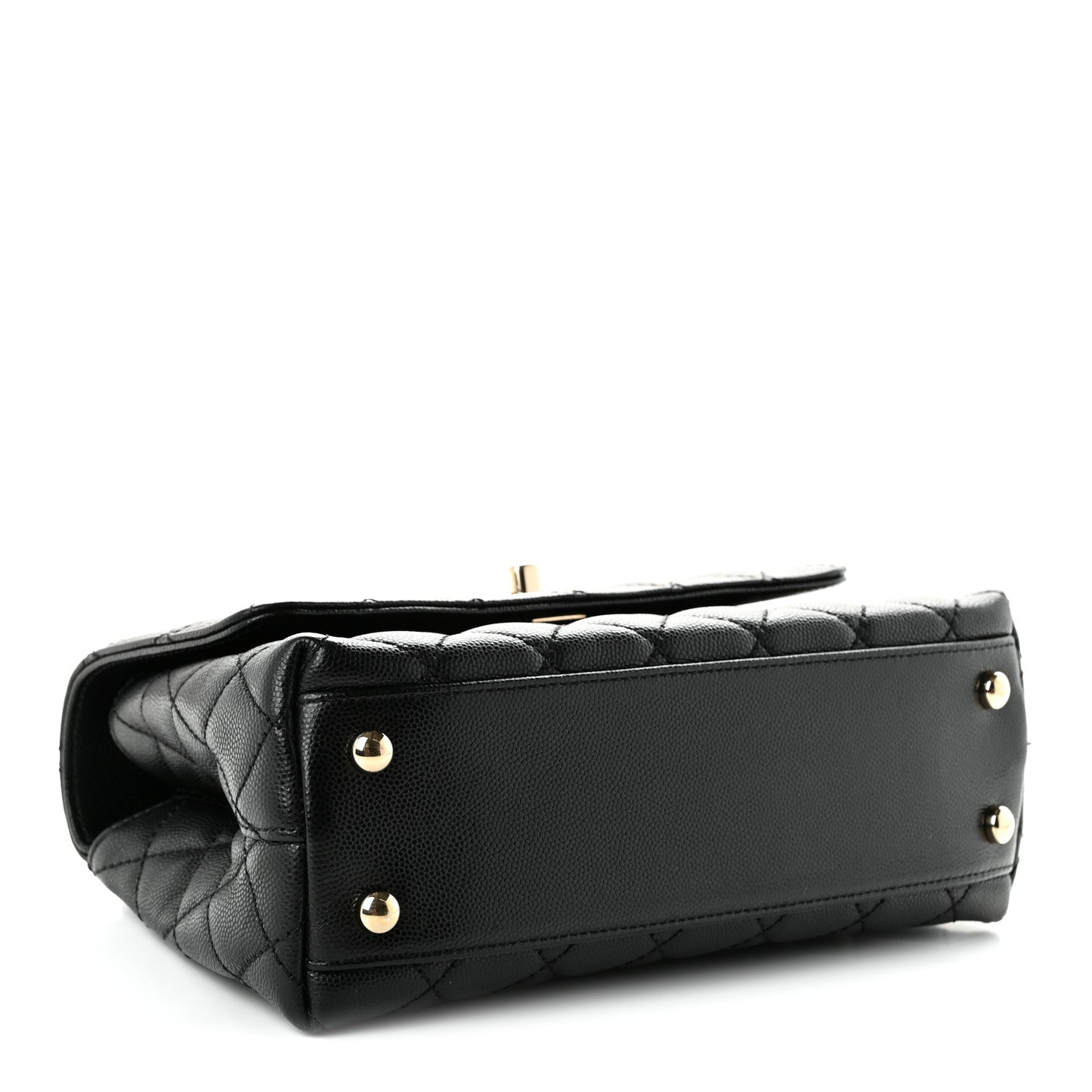 Caviar Quilted Mini Coco Handle Flap Black