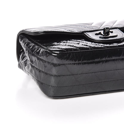 Chanel Patent Metallic Crumpled Calfskin Chevron Quilted Mini Rectangular Flap So Black 8 of 10