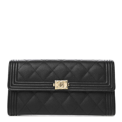 Chanel Caviar Quilted Long Boy Flap Wallet Black 1 of 9
