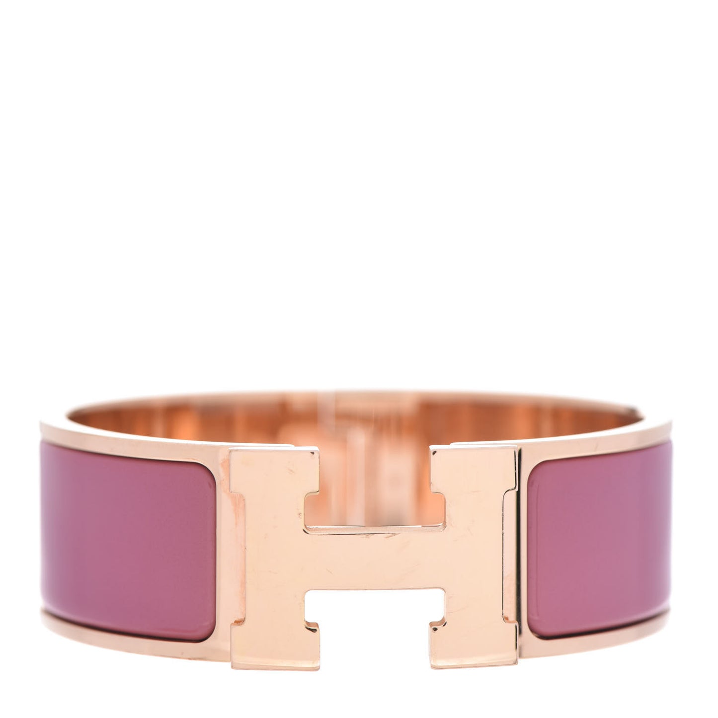 Enamel Wide Clic Clac H Bracelet PM Rose Velours