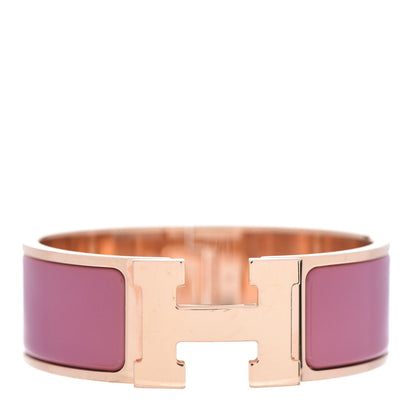 Hermes Enamel Wide Clic Clac H Bracelet PM Rose Velours 1 of 4