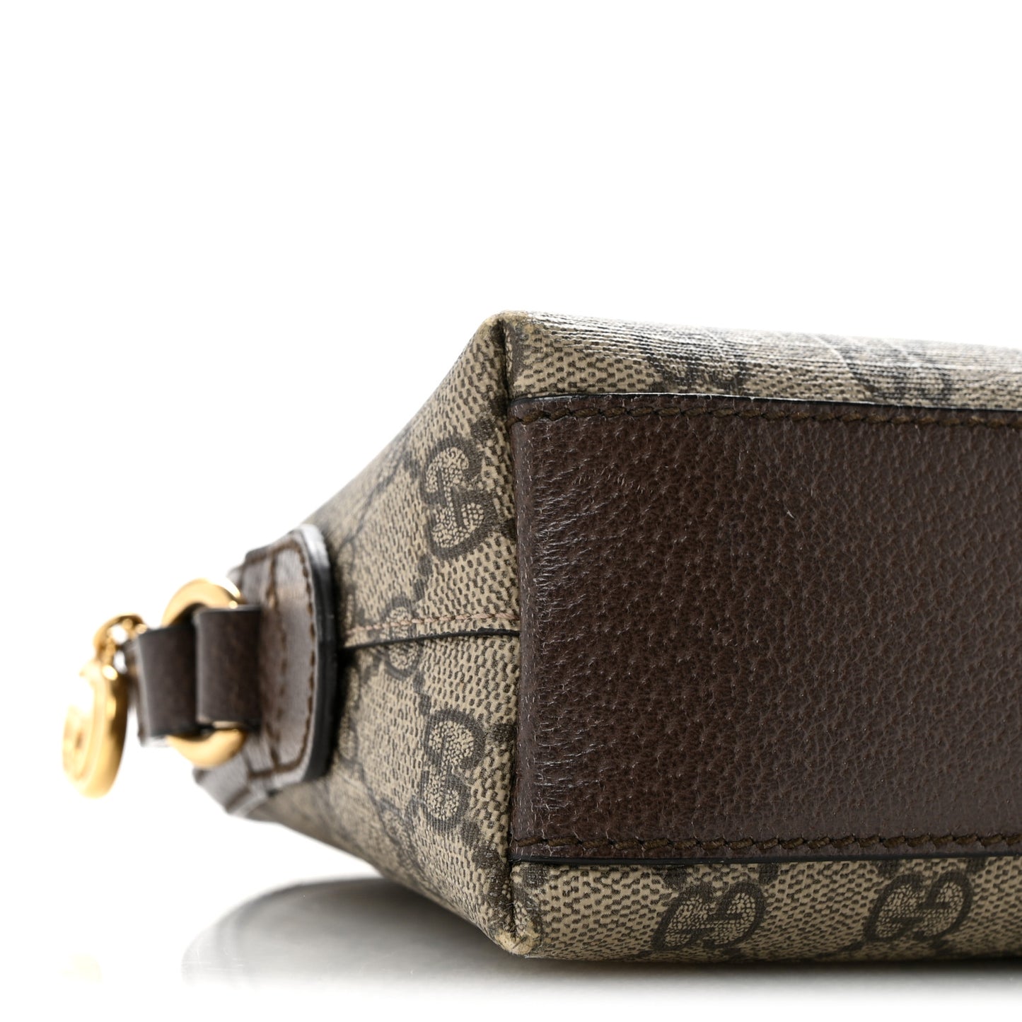 GG Supreme Monogram Textured Dollar Calfskin Web Small Ophidia Dome Shoulder Bag Beige Ebony New Acero