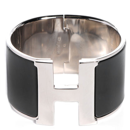 Hermes Enamel Extra Wide Clic Clac H Bracelet PM Black 1 of 5