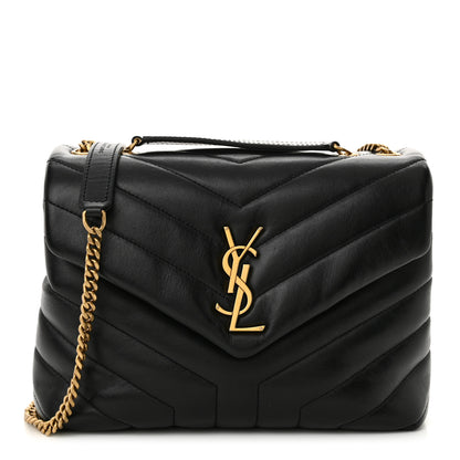 Saint Laurent Calfskin Y Quilted Monogram Small Loulou Chain Satchel Black 1 of 10
