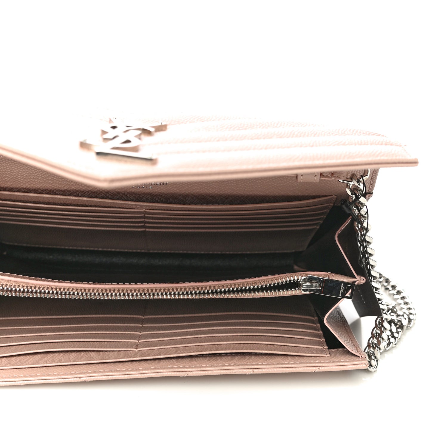 Grain De Poudre Matelasse Chevron Monogram Chain Wallet Pale Pink