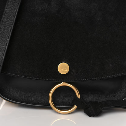 Chloe Suede Smooth Calfskin Medium Kurtis Shoulder Bag Black 8 of 12