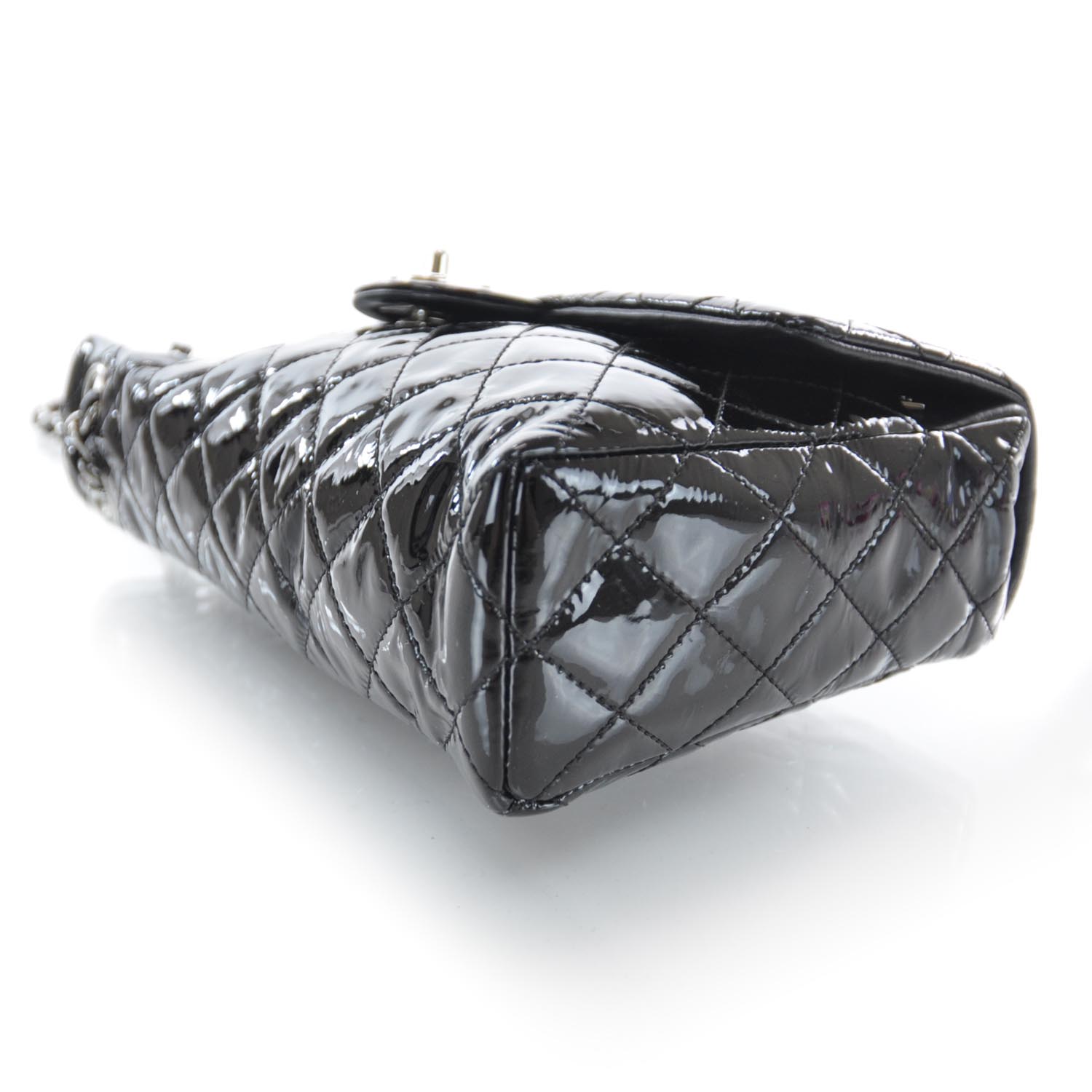 Chanel Patent Upside Down Flap Bag Black 4 of 9