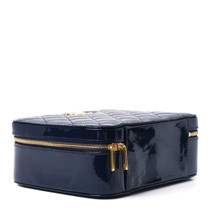 Chanel Patent Quilted Top Handle Vanity Case Navy Blue 4 of 11