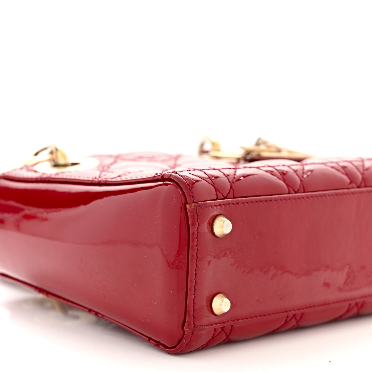 Christian Dior Patent Cannage Mini Lady Dior Red 9 of 10