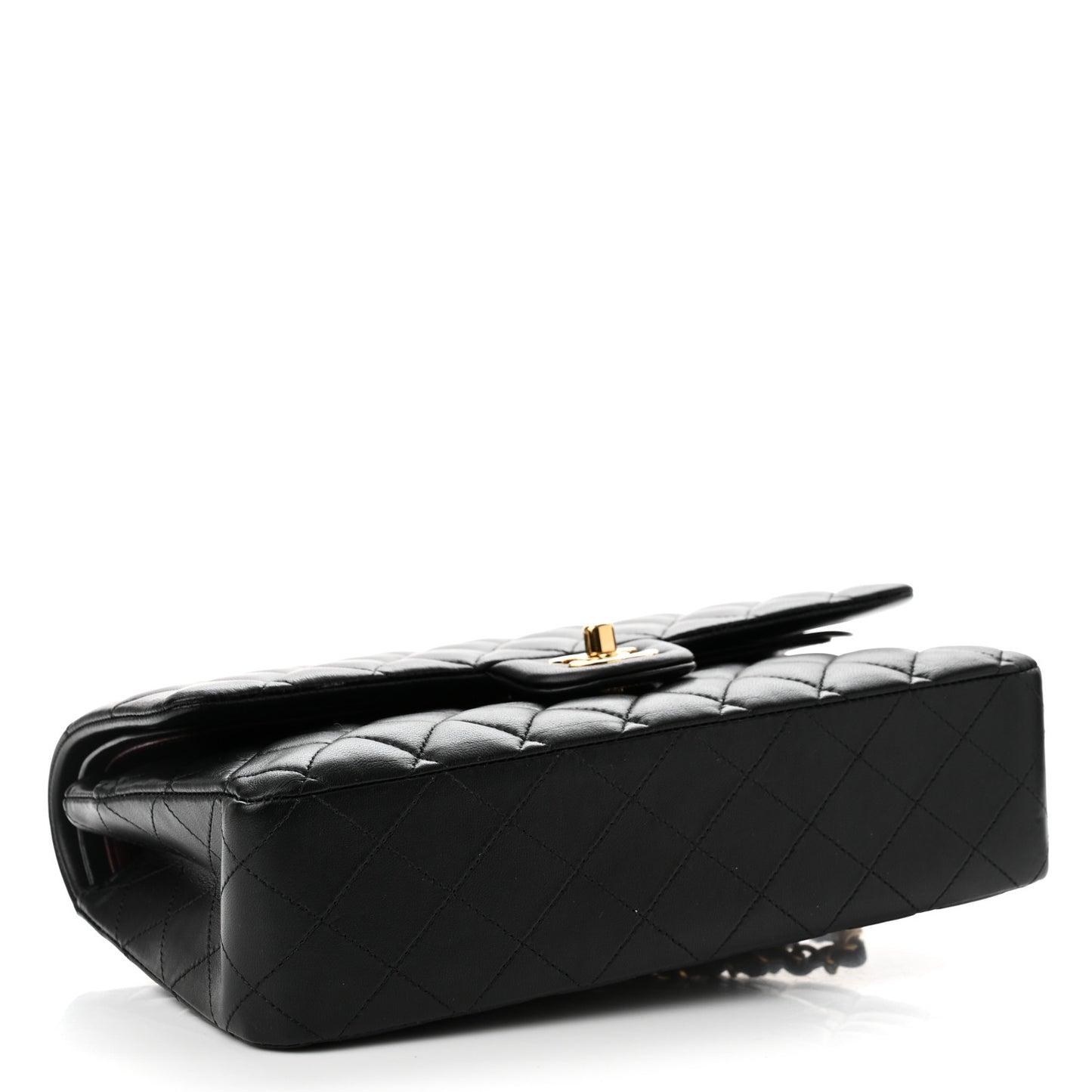 Lambskin Quilted Medium Double Flap Black