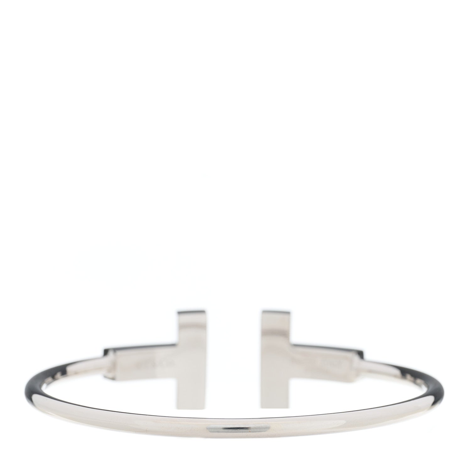 Tiffany 18K White Gold Diamond Tiffany T Wide Wire Bracelet 2 of 4
