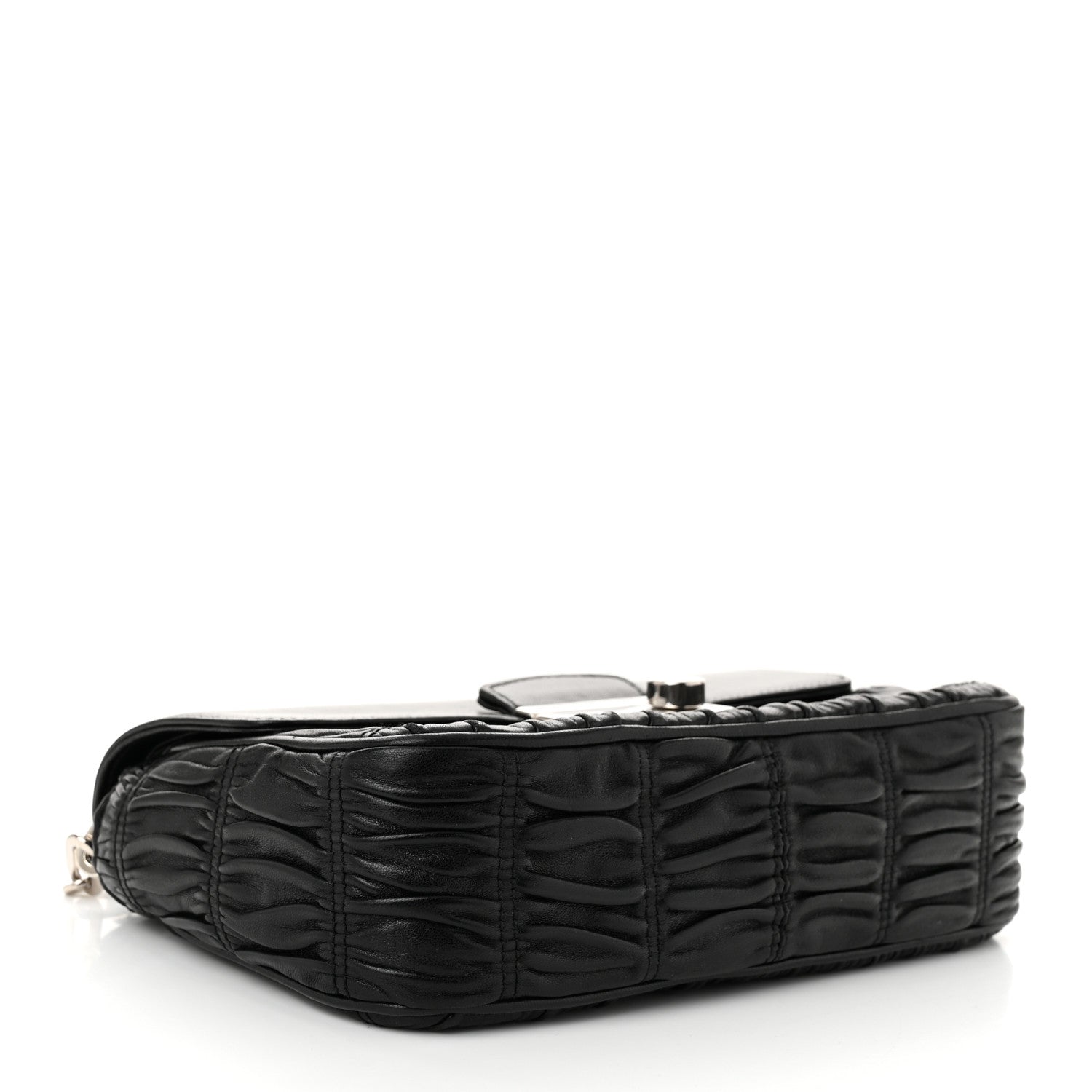 Prada Nappa Gaufre Sound Chain Flap Shoulder Bag Black 4 of 12