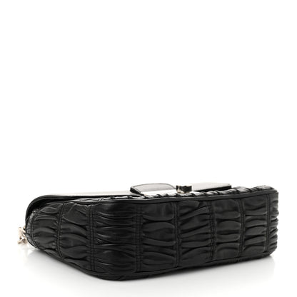 Prada Nappa Gaufre Sound Chain Flap Shoulder Bag Black 4 of 12
