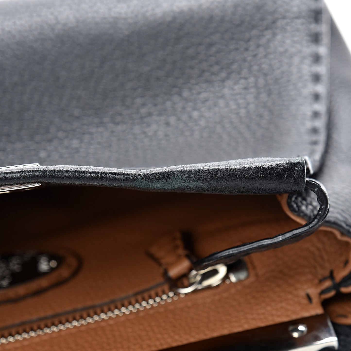 Cuoio Romano Selleria Bi-Color Medium Peekaboo Iconic Satchel Black Mou