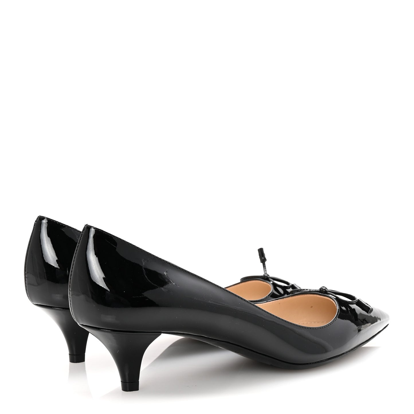 Vernice Pointed Toe 50mm Bow Pumps 38 Black
