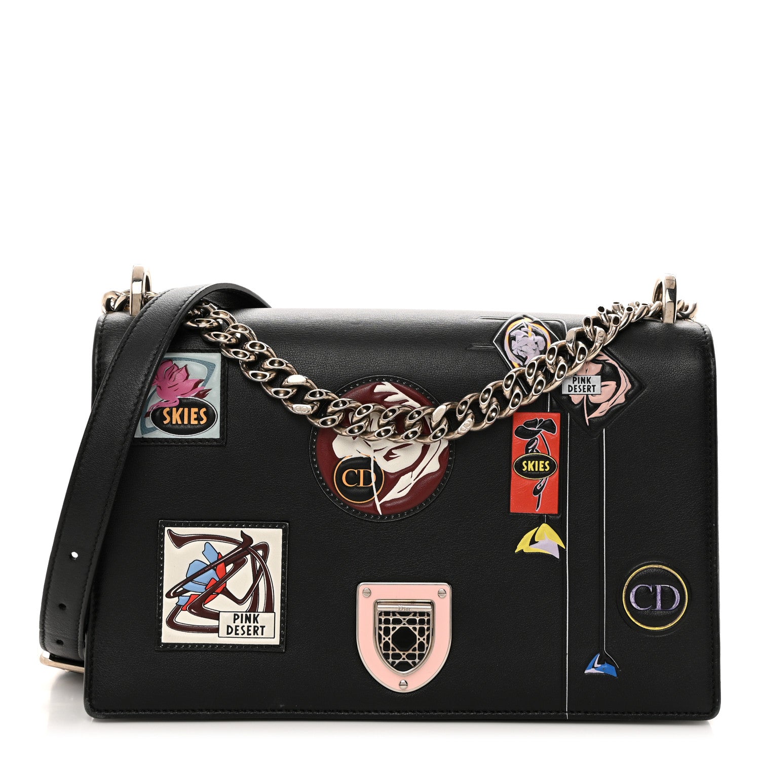 Christian Dior Calfskin Paradise Diorama Flap Bag Black 1 of 10