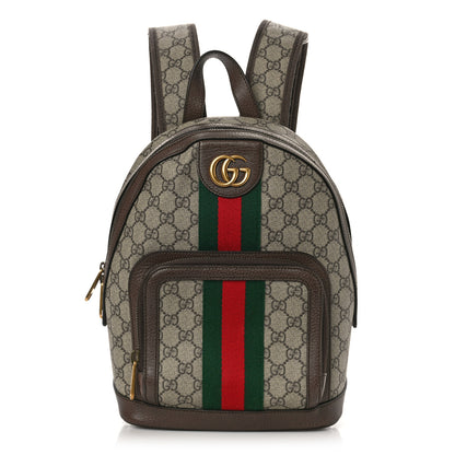 Gucci GG Supreme Monogram Calfskin Web Small Ophidia Day Backpack Beige Ebony New Acero 1 of 9