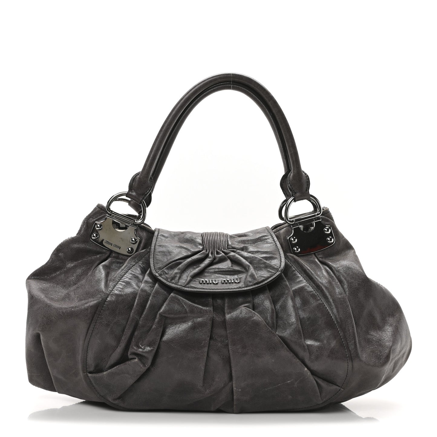Vitello Pleated Hobo Grey