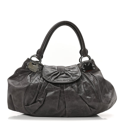 Miu Miu Vitello Pleated Hobo Grey 1 of 9