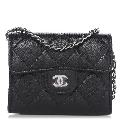 Chanel Caviar Quilted Flap Card Holder On Chain Black 1 of 11