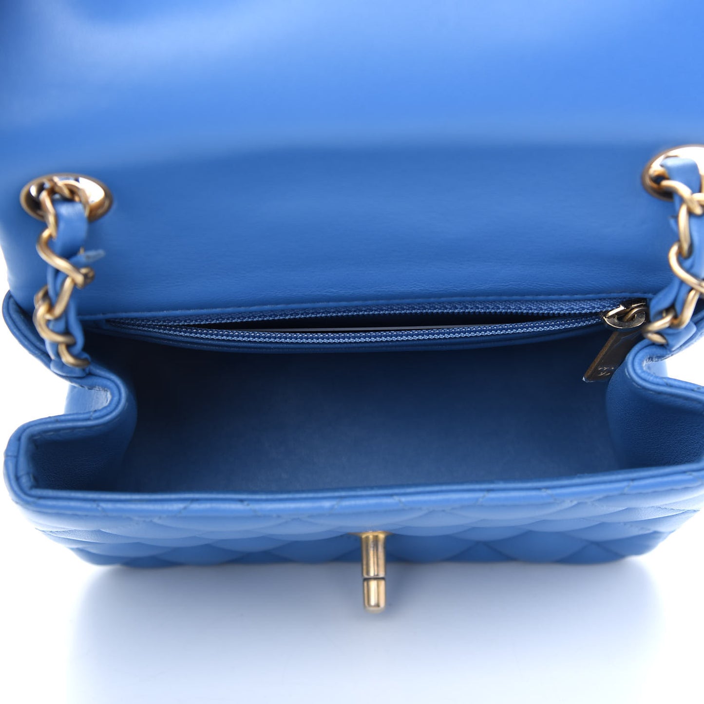 Lambskin Quilted Mini Square Flap Blue