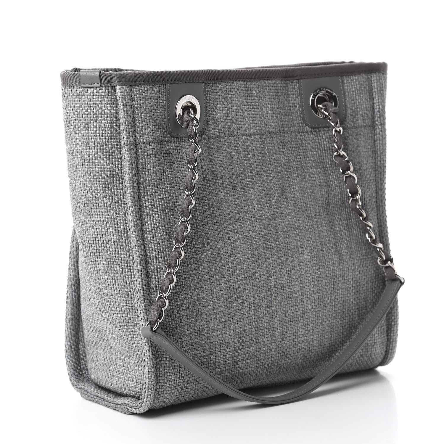 Chanel Woven Straw Raffia Mini Deauville Tote Grey 3 of 10