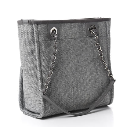 Chanel Woven Straw Raffia Mini Deauville Tote Grey 3 of 10