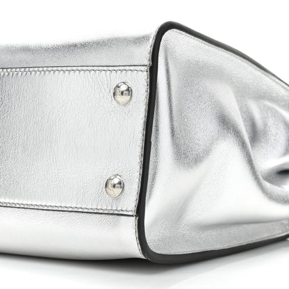 Fendi Vitello Catalan Mirror Medium Peekaboo Iconic Satchel Argento 8 of 14