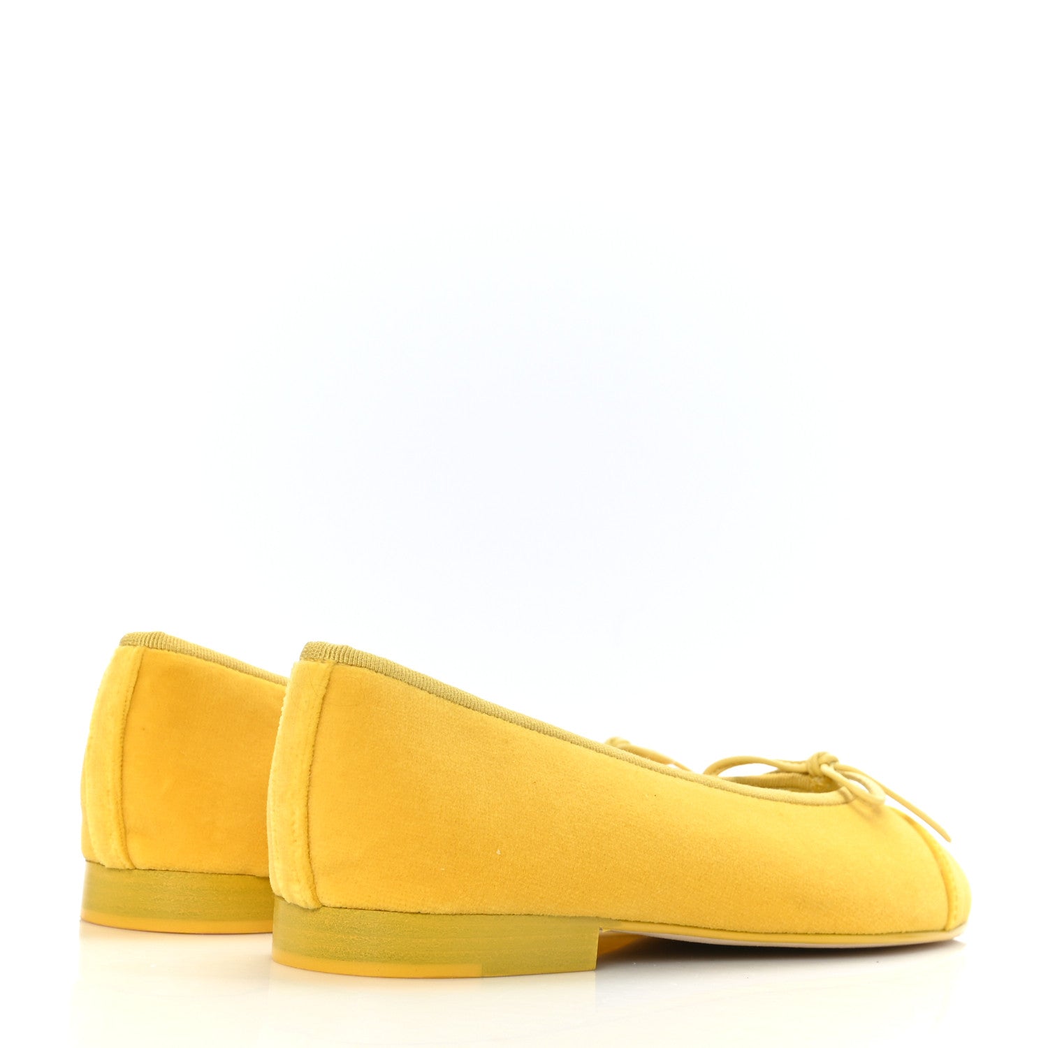 Chanel Velvet Cap Toe Ballerina Flats 37 Yellow 4 of 9