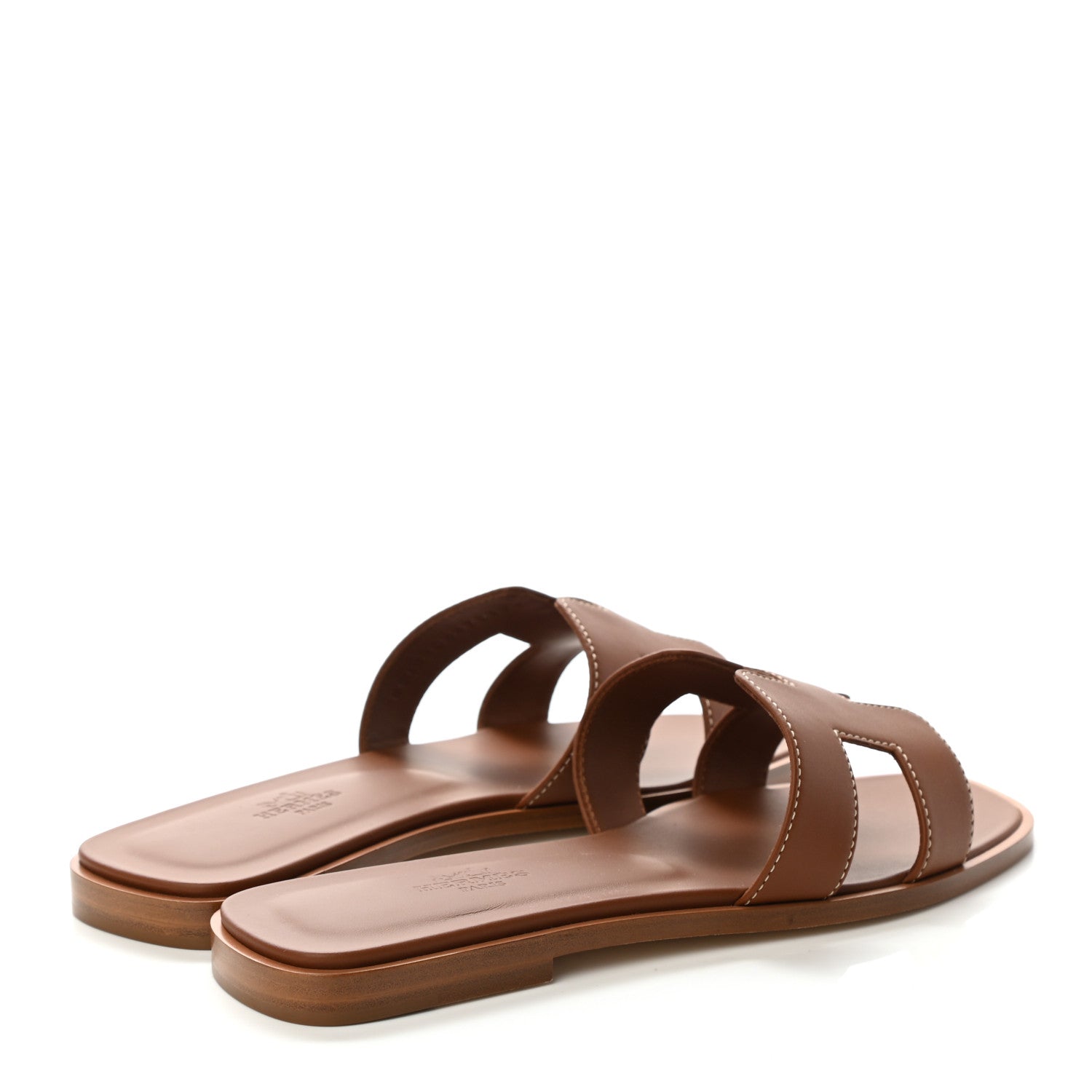 Hermes Box Calfskin Oran Sandals 37 Gold 4 of 8