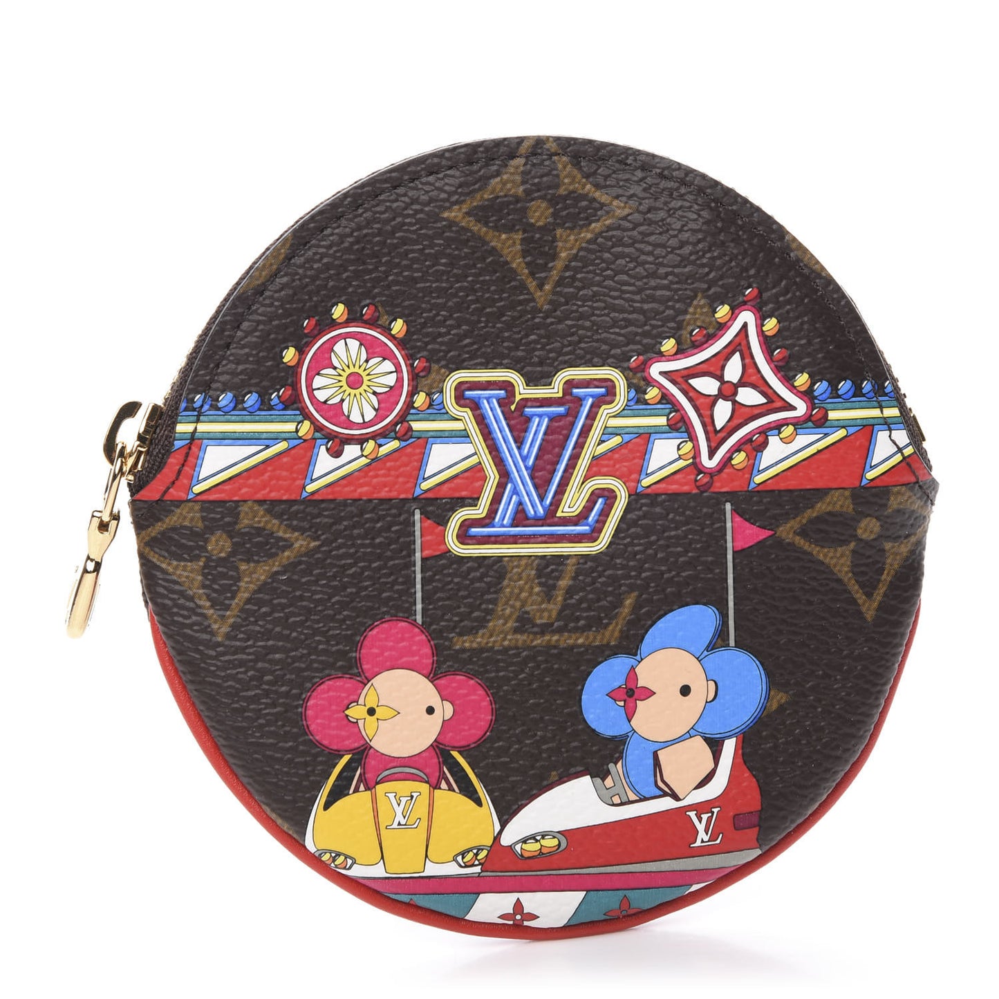 Monogram Vivienne Bumper Car Xmas Round Coin Purse Coquelicot