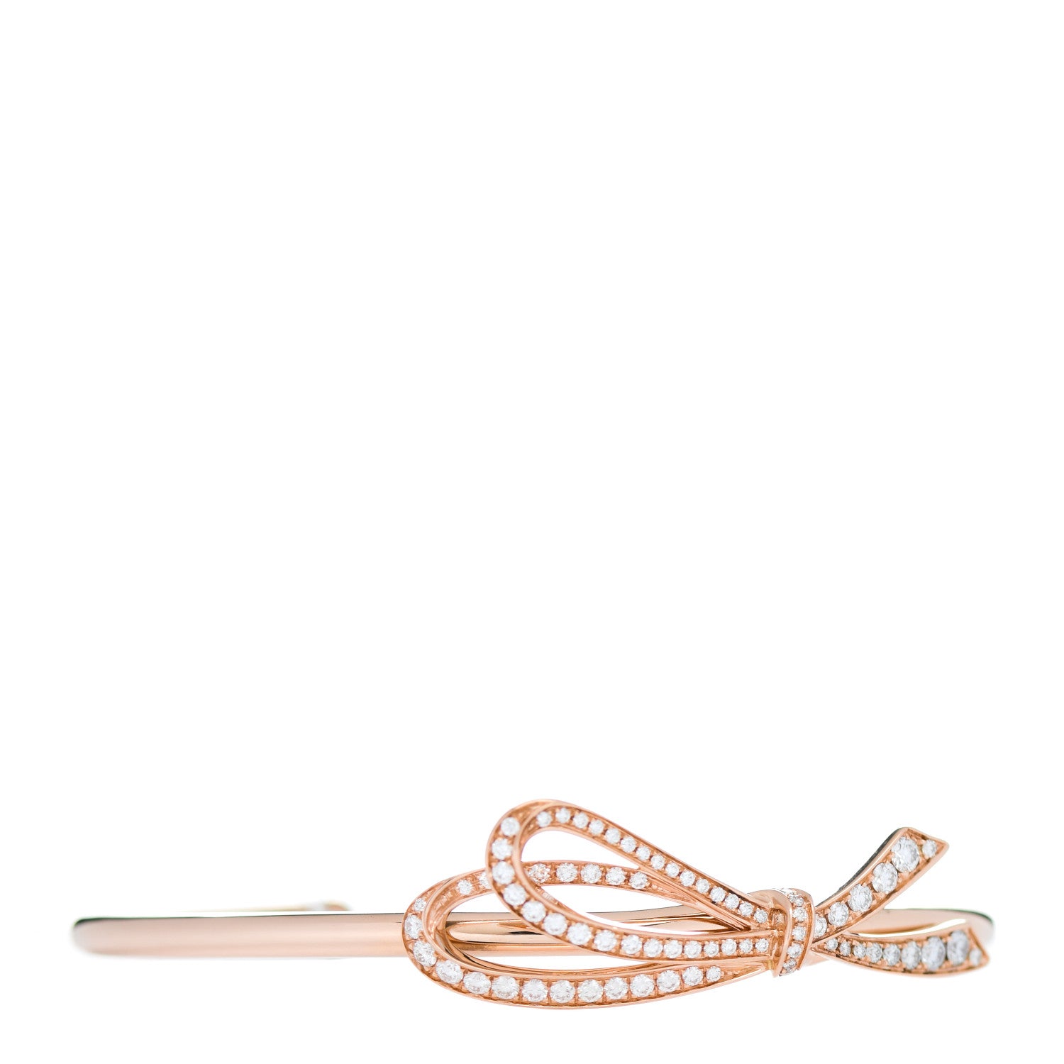 Tiffany 18K Rose Gold Diamond Medium Bow Cuff Bracelet 1 of 5
