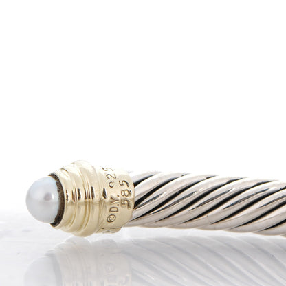 David Yurman Sterling Silver 14K Yellow Gold Pearl 5mm Cable Classics Bracelet 4 of 4