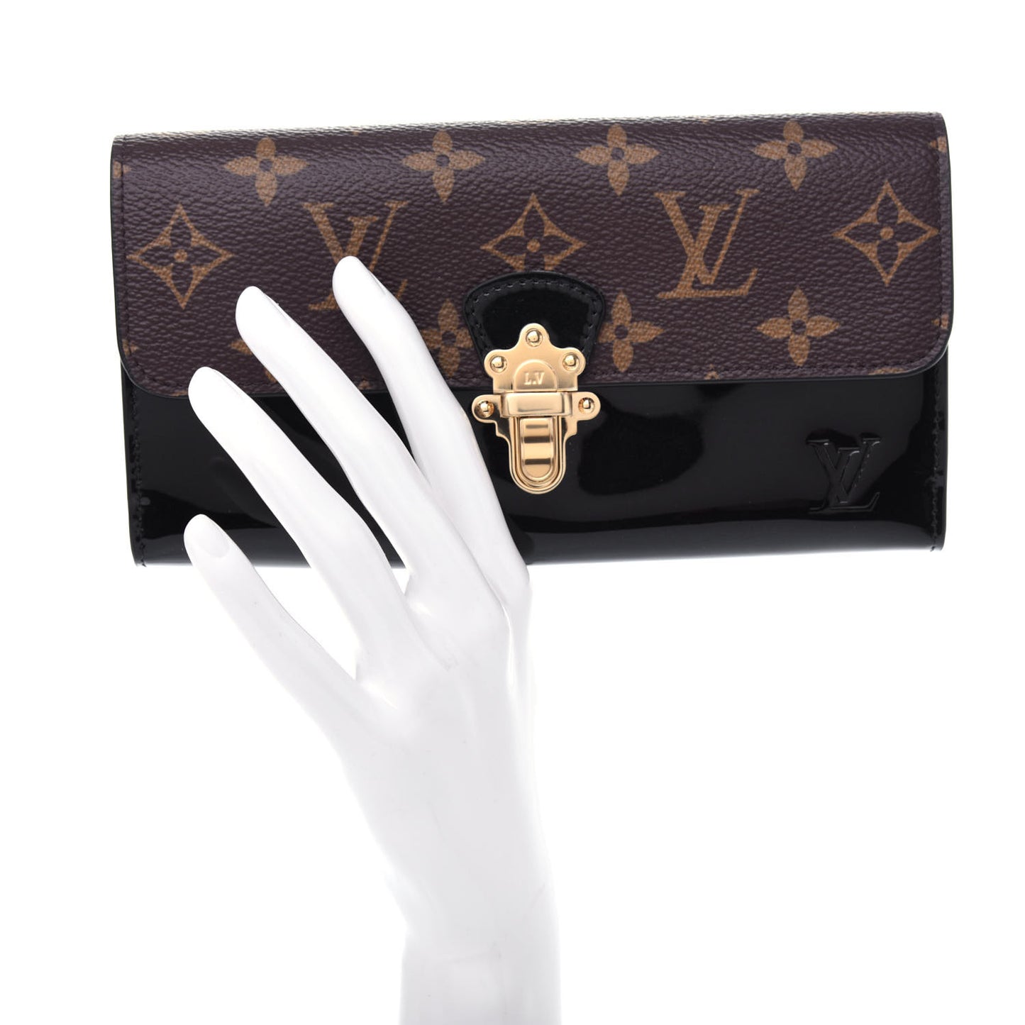 Patent Calfskin Monogram Cherrywood Wallet Black