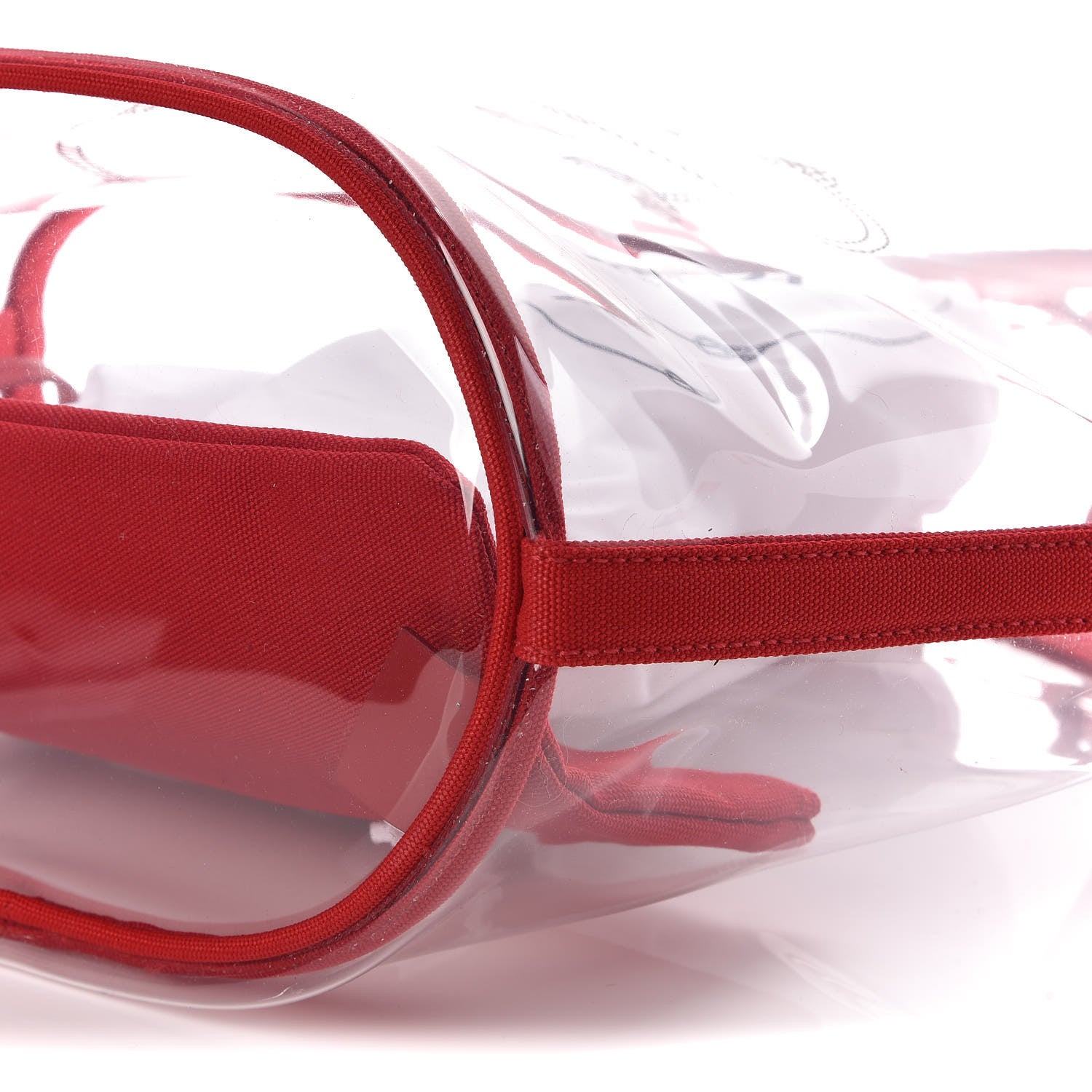 Prada Plexiglass Calfskin Small Shopper Tote Rosso 9 of 9