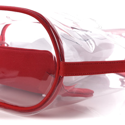 Prada Plexiglass Calfskin Small Shopper Tote Rosso 9 of 9