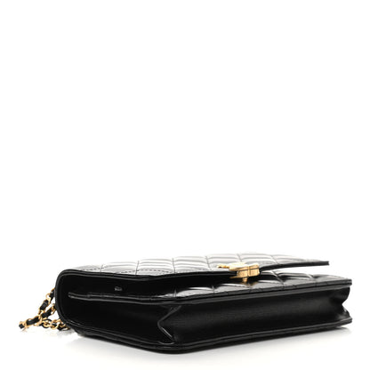 Chanel Calfskin Quilted Perfect Fit Wallet On Chain WOC Black 4 of 12
