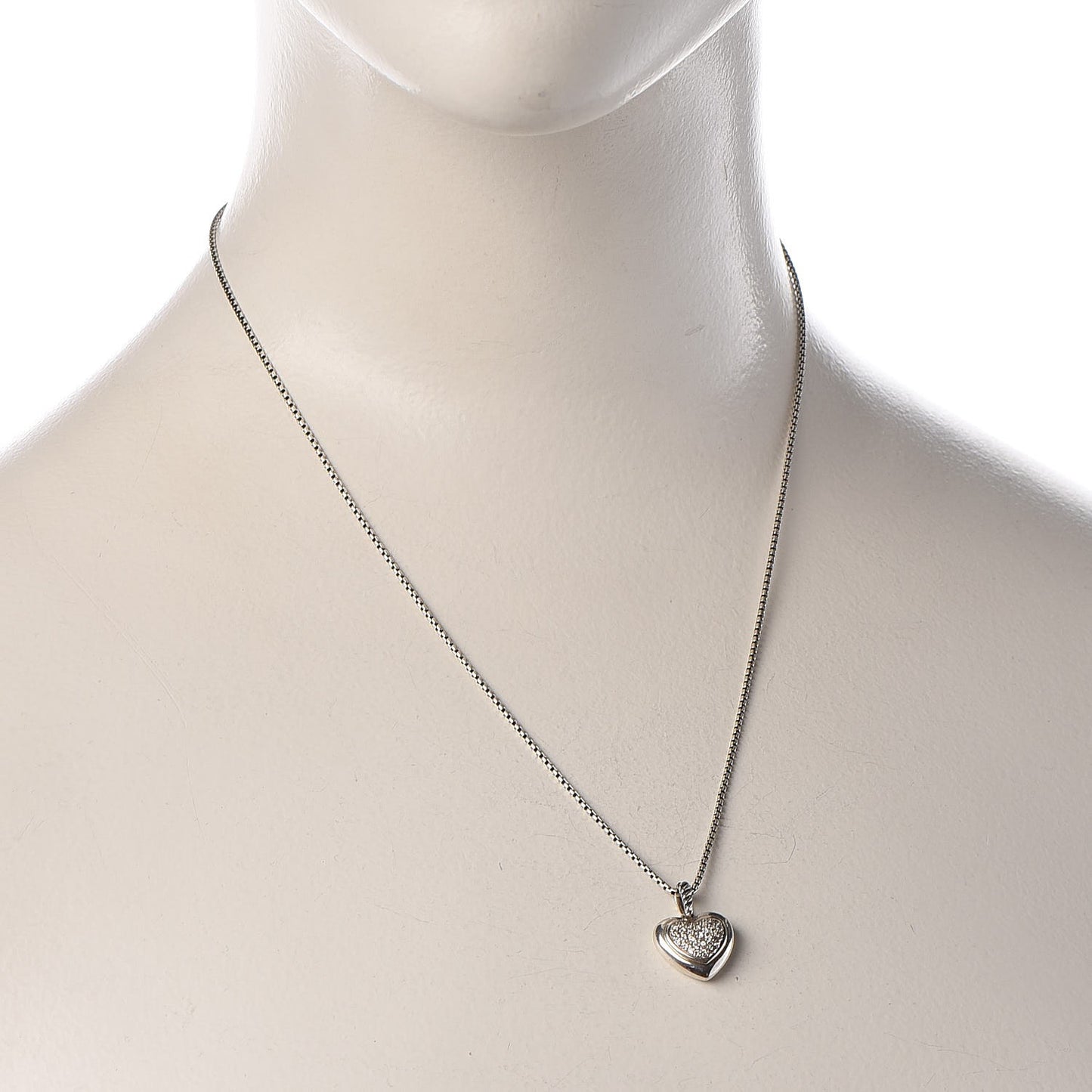 Sterling Silver Diamond Cable Heart Pendant Necklace