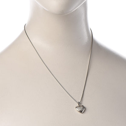 David Yurman Sterling Silver Diamond Cable Heart Pendant Necklace 2 of 7