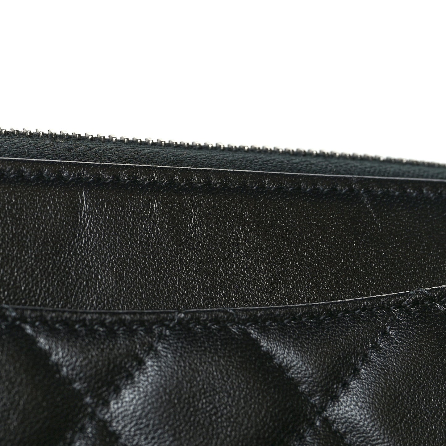 Lambskin Quilted Large Gusset Zip Around Wallet Black