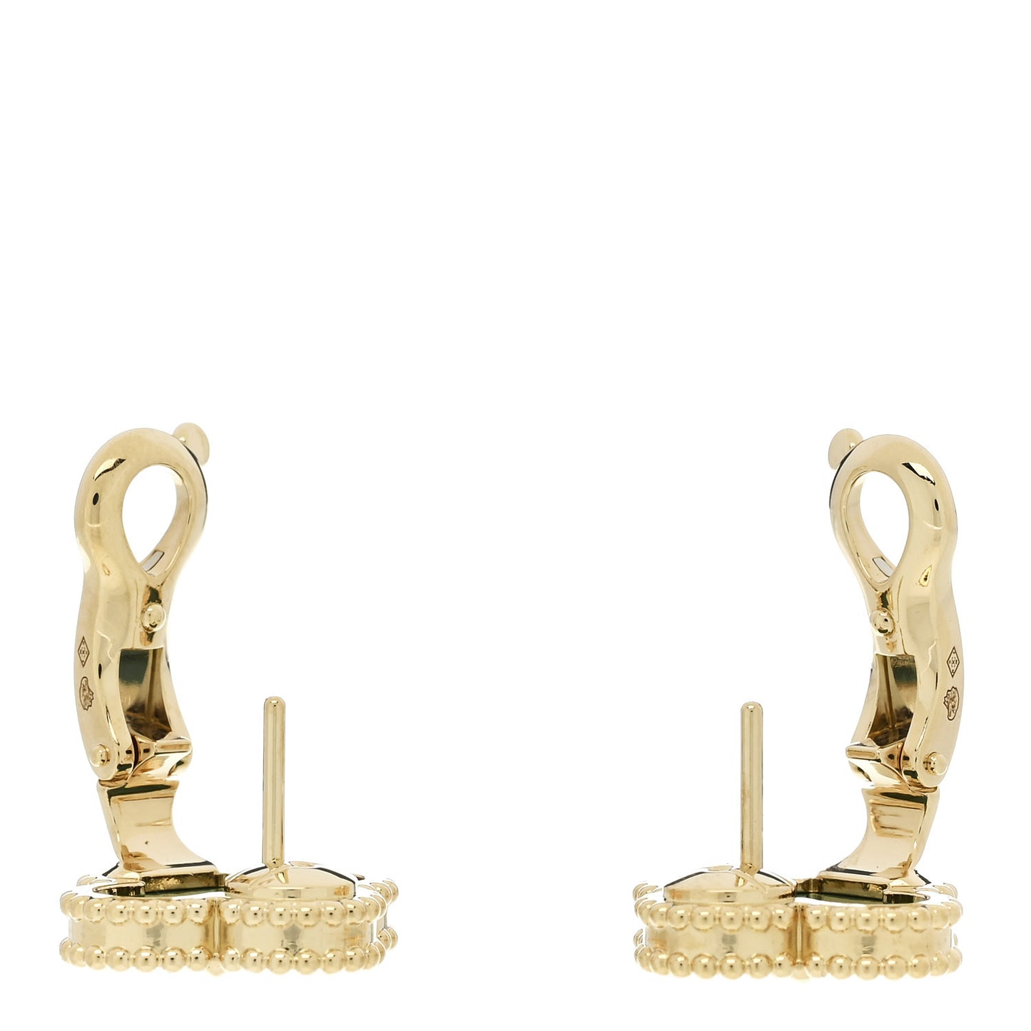 18K Yellow Gold Malachite Vintage Alhambra Earrings