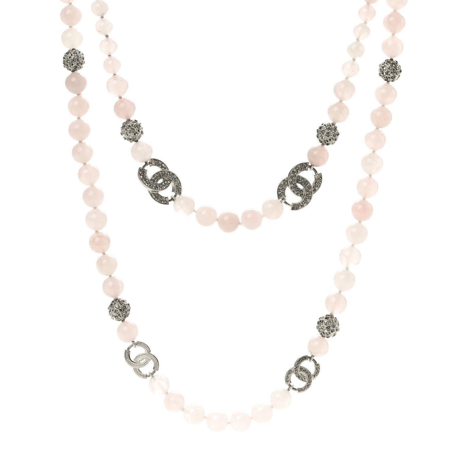 Chanel Beaded Crystal CC Long Necklace Pink 1 of 4