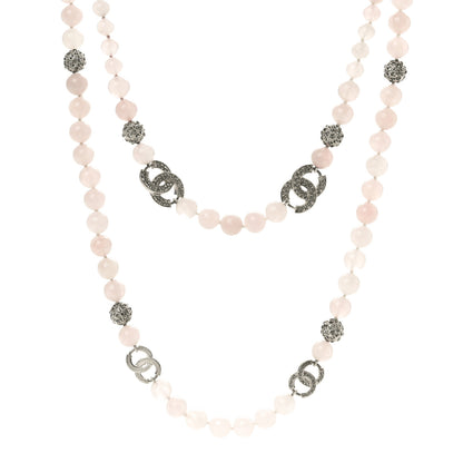 Chanel Beaded Crystal CC Long Necklace Pink 1 of 4