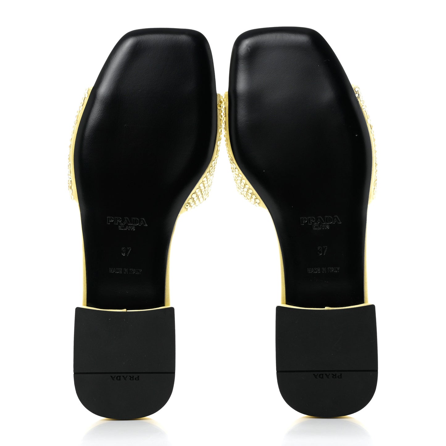 Satin Crystal Logo 10mm Slide Sandals 37 Ananas
