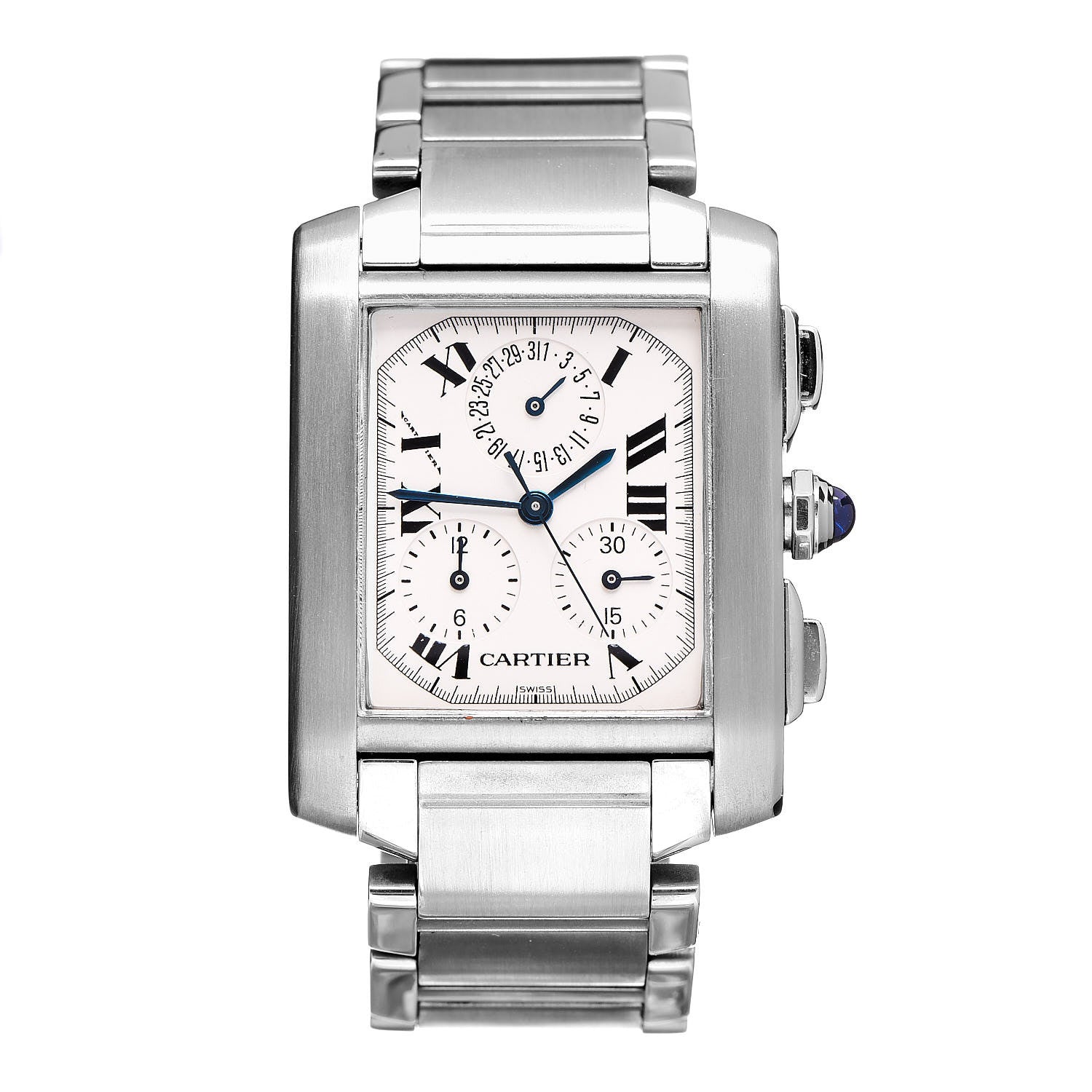 Cartier Stainless Steel 28mm Tank Francaise Chrono Reflex Quartz Watch 1 of 9