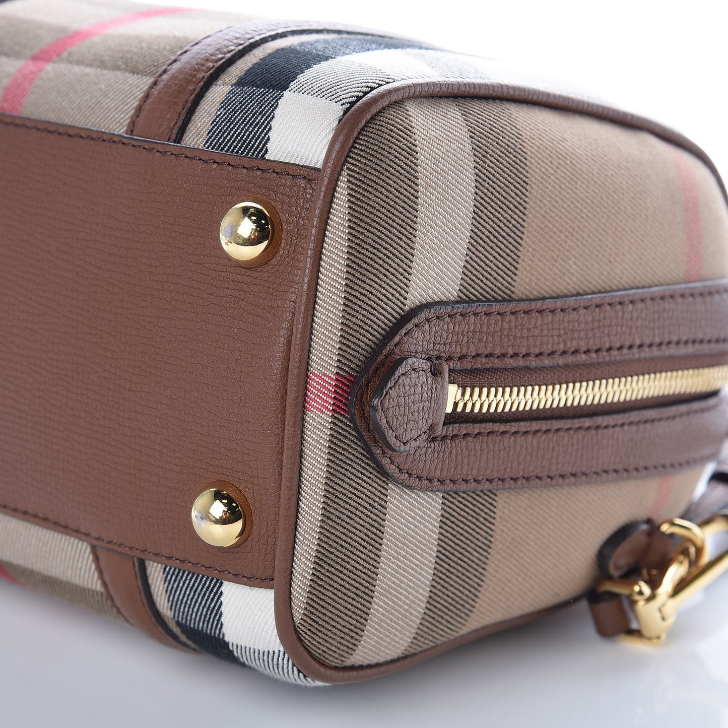 House Check Derby Calfskin Small Alchester Bowling Bag Tan
