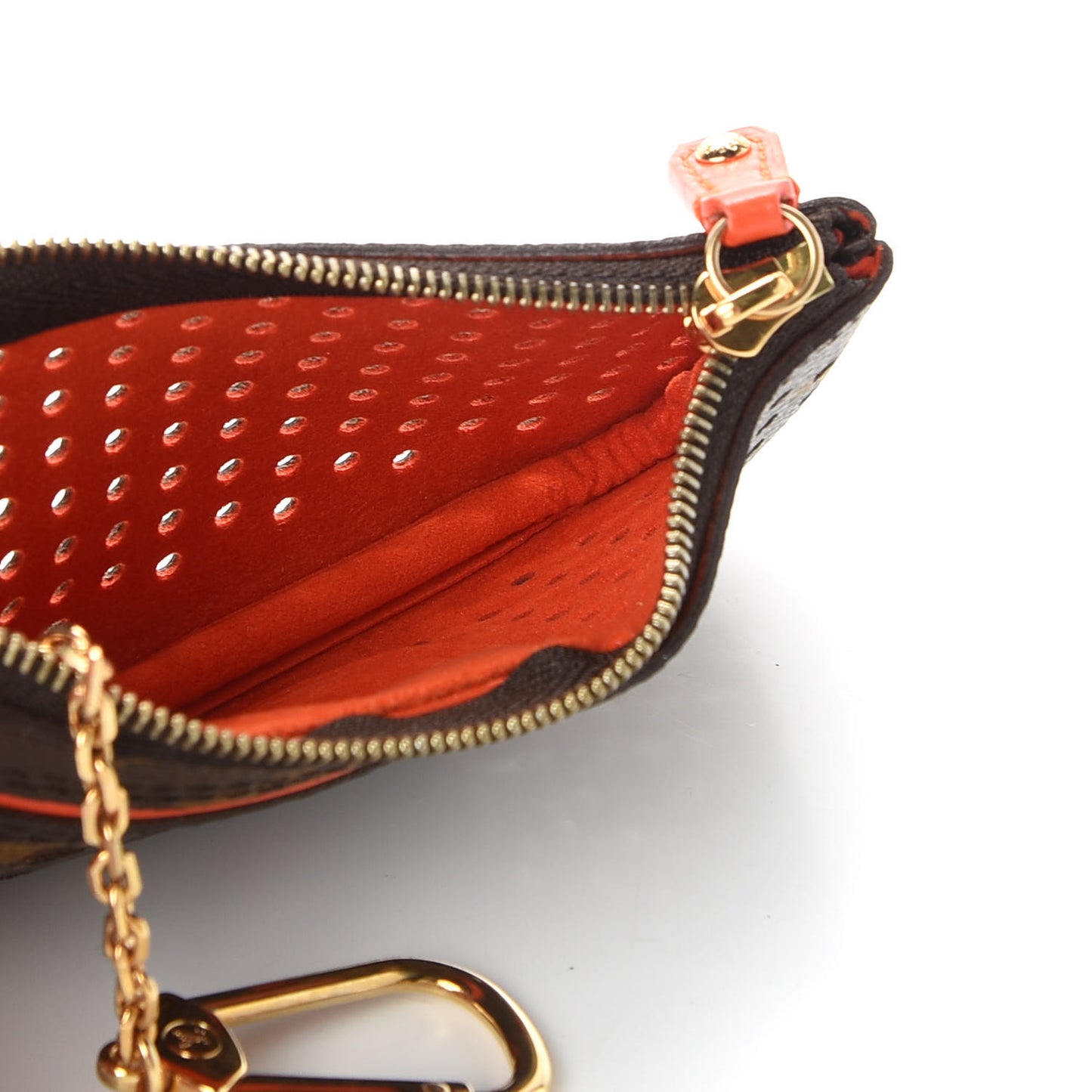 Monogram Perforated Key Pouch Orange