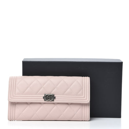 Chanel Grained Shiny Calfskin Quilted Boy Flap Wallet Light Pink 12 of 12