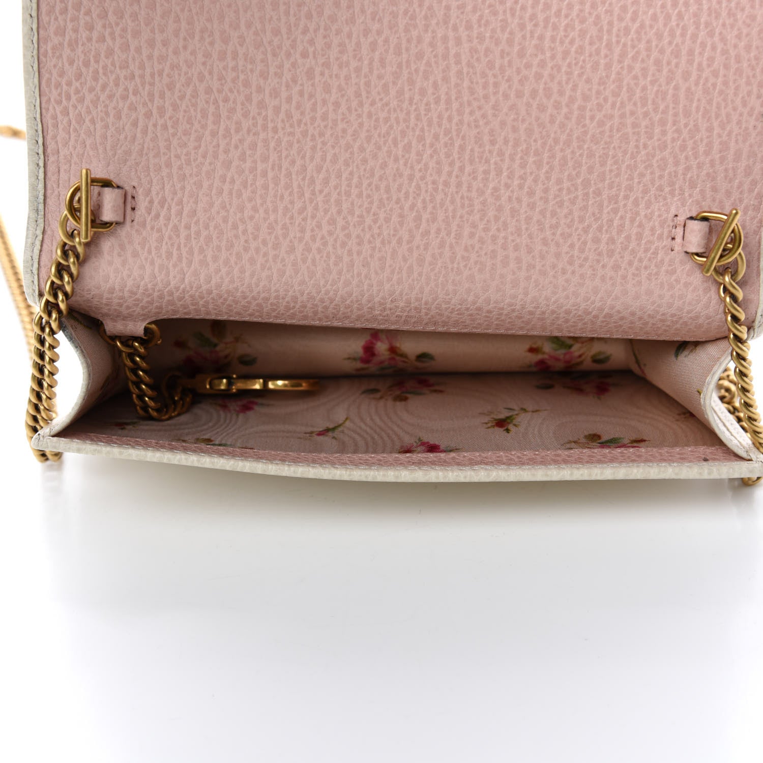 Gucci Calfskin GG Marmont Bow Chain Wallet White 5 of 11